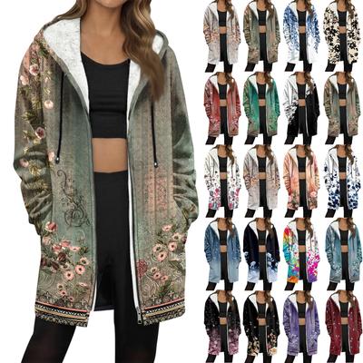 Женская модная флисовая куртка-худи свободного кроя на молнии с градиентным принтом