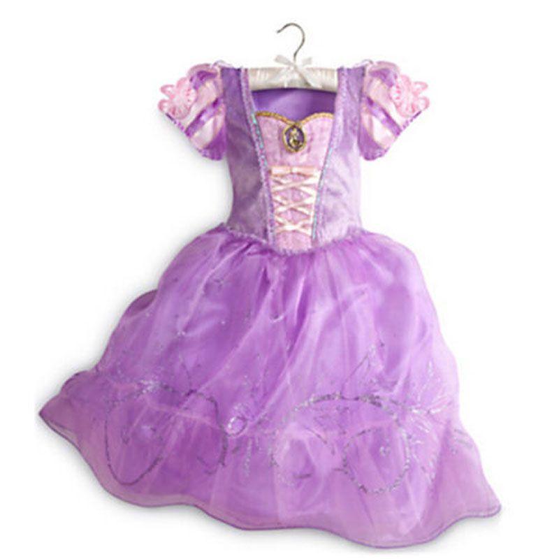 Элегантное детское платье принцессы для девочек для косплея Рапунцель Белль Золушки