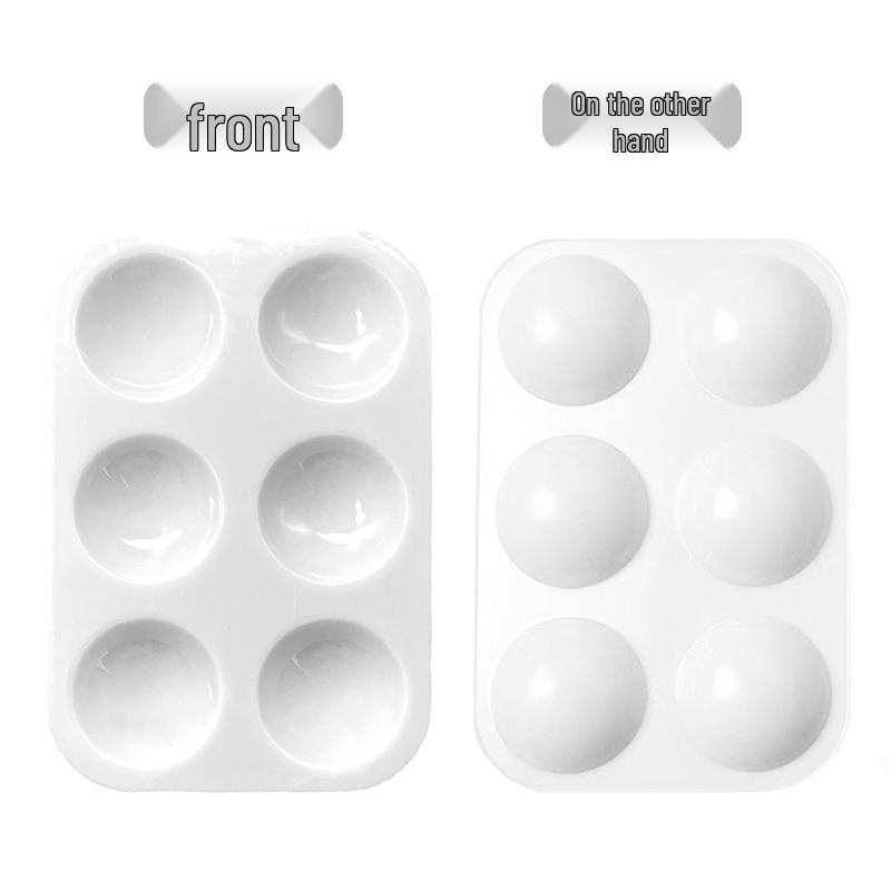 Белая 6-ячеечная прямоугольная пластиковая палитра для детской гуашевой и акварельной живописи