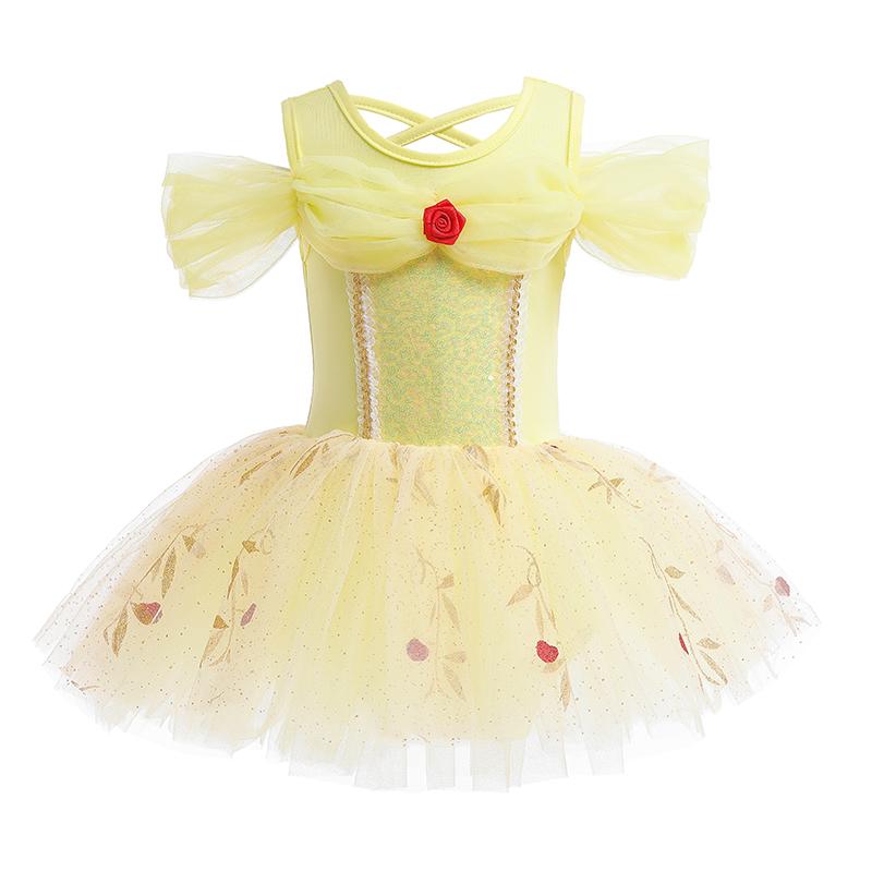 Belle Girl Princess Ballet Tutu Dress for Toddler Little Girls Ballerina Dance Costume Outfit Dancewear with Tulle Skirt Yellow