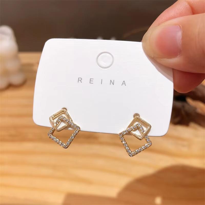 Square Long Hanging Earrings for Women Colorful Enamel Geometric Statement Dangle Earrings Girls Drop Earrings pendientes