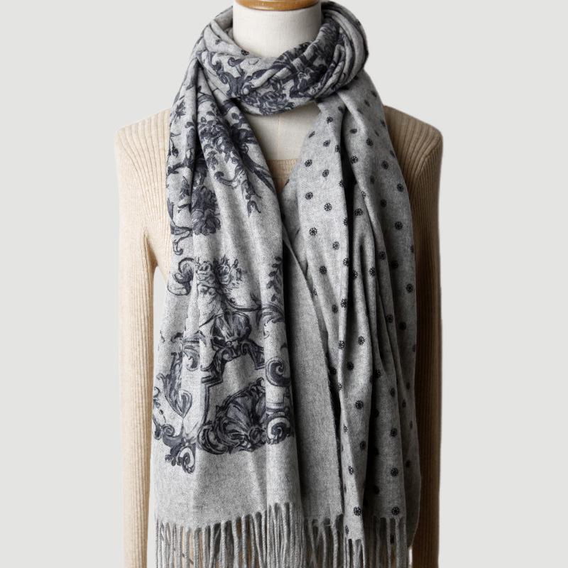 Butterfly Flower Cashmere Double-Sided Scarf & Shawl for Women - Warm, Multi-Purpose Autumn/Winter Accessory