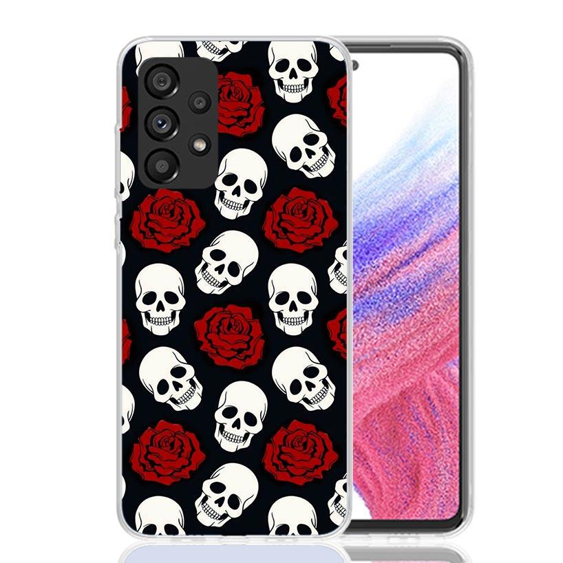 Human Skeleton Red Rose Phone Case for Samsung Galaxy A17 A16 A15 A14 A13 A57 A56 A55 A54 A53 A37 A36 A35 A34 A33 A26 A25 A24 A2