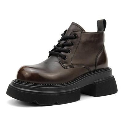 Модные женские туфли 6 см весна зима натуральная кожа женские короткие сапоги осень женские сапоги британские кружева ретро тренд женские голые сапоги