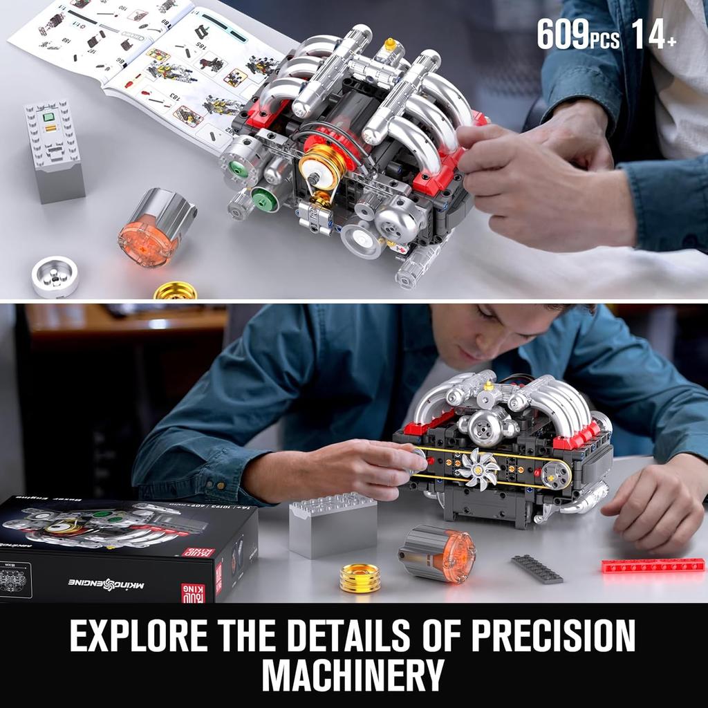 MOULD KING 10193 Техническая часть автомобиля Игрушки Моторизованный оппозитный двигатель Строительный блок Новые горизонтально-оппозитные двигательные блоки