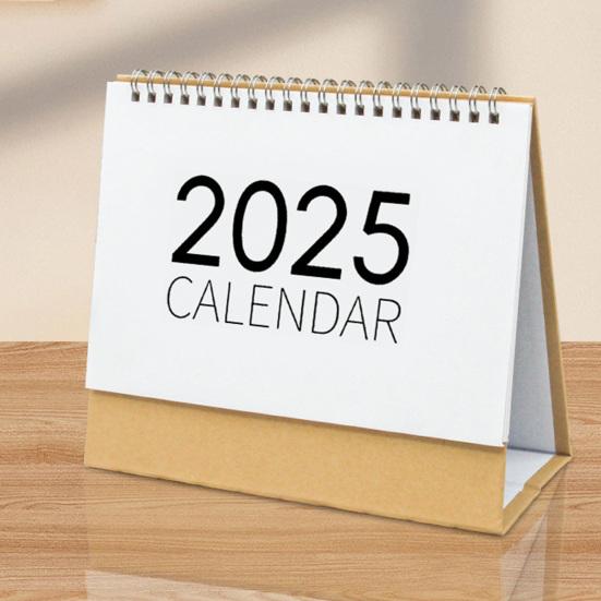 2025 Desk Calendar Small Stand Up Double-Coil Binding Monthly Calendar Daily Planner Event