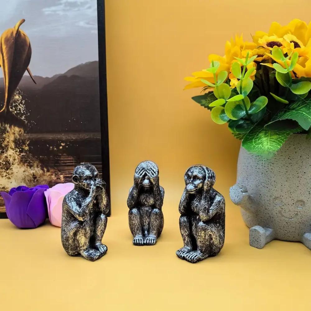 Полимерная причудливая фигурка «Три мудрые обезьяны», реалистичная, фестивальная, ручной работы, коллекционная