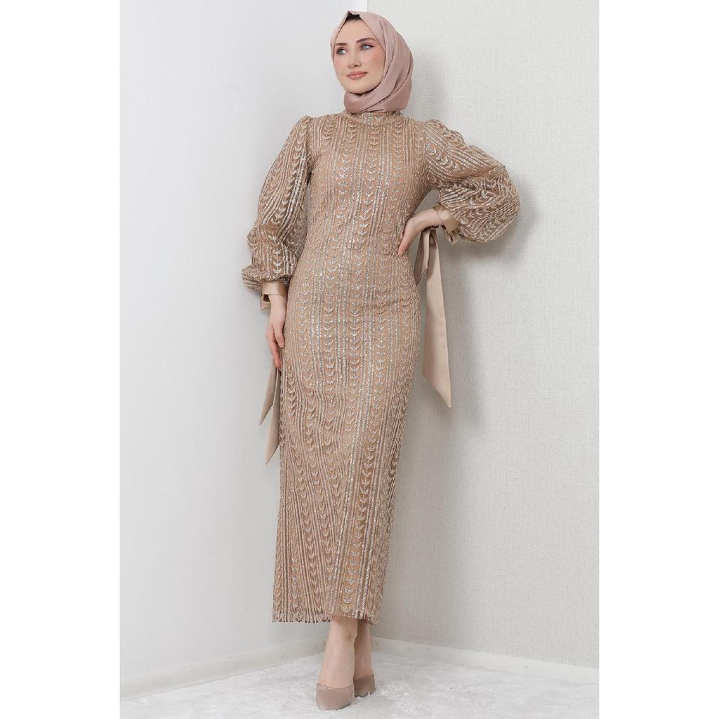 Nci Hijab Evening Dress Gold