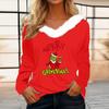 Women's T Shirt Tee Christmas Shirt Long Sleeve Party Christmas Fleece Collar V Neck Top