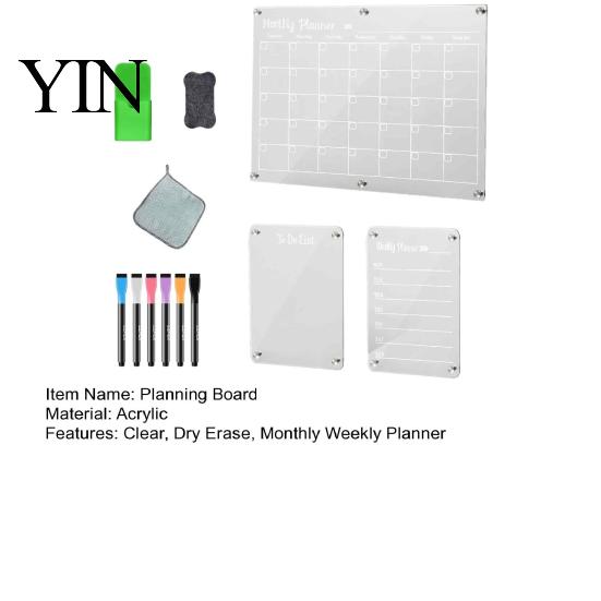 Acrylic Menu List for Kitchen 3 Pcs Magnetic Dry Erase Board Fridge, Clear Monthly Weekly Planner Whiteboard, to Do Notepad Memo White with 7 Markers
