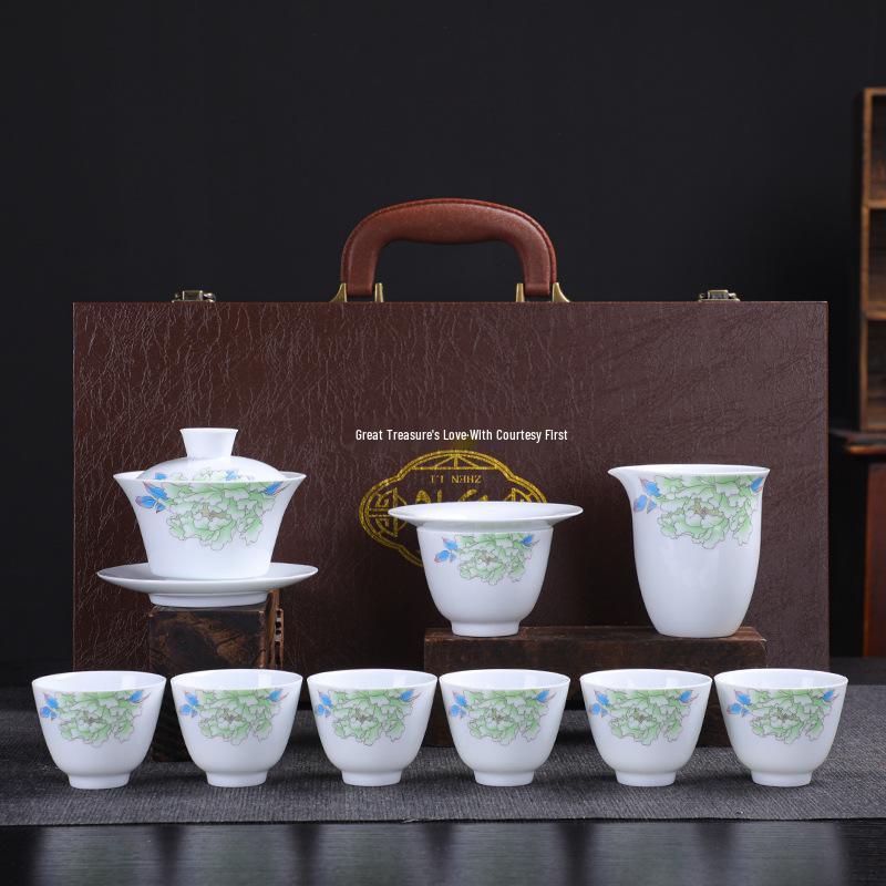 Китайский фарфоровый чайный набор с пандами Gaiwan - Элегантный подарок