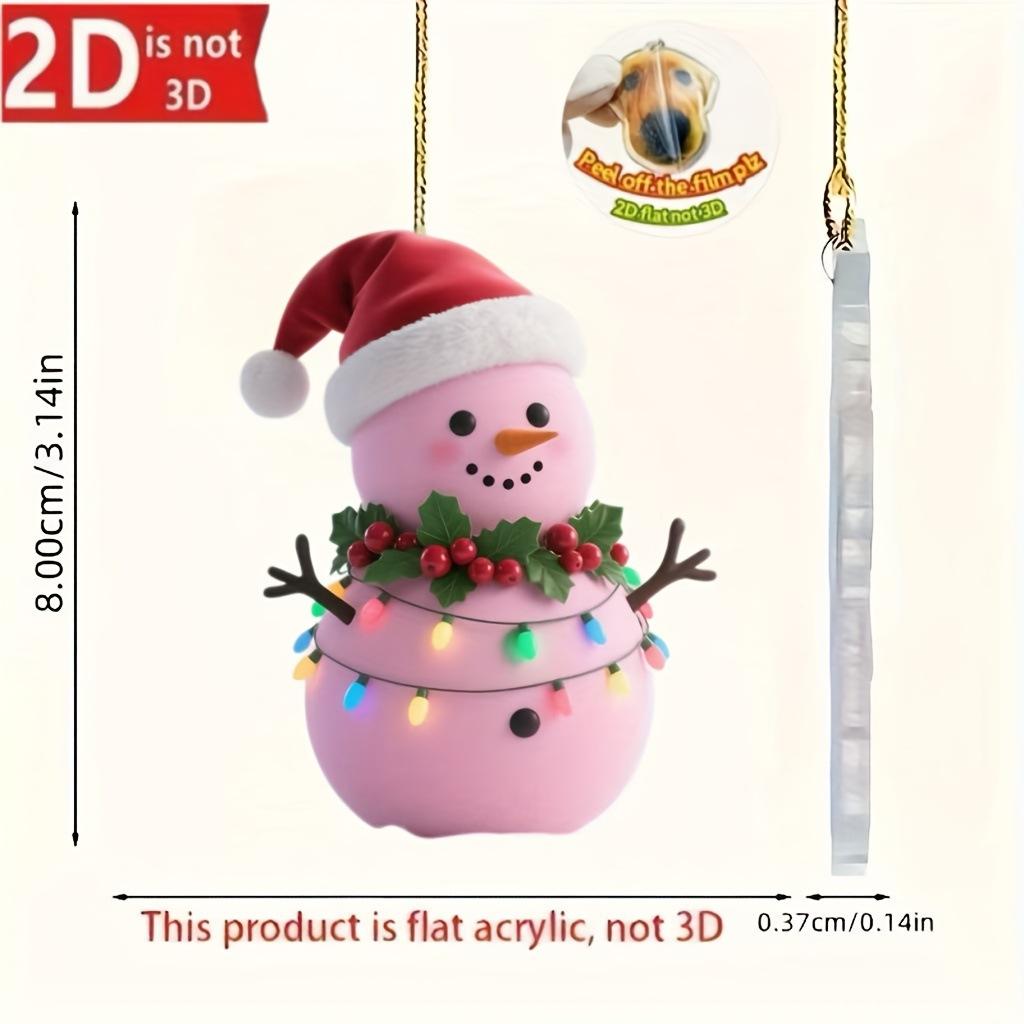 1pc Cute Pink Acrylic Snowman, Bear, Flamingo, Alpaca Christmas Tree Ornaments Hanging Decorations Christmas Gifts Home Decor