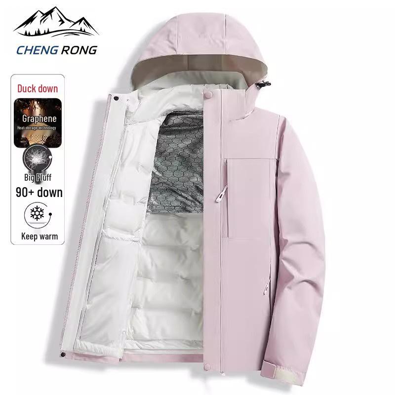 Women's 2024 Three-in-One Winter Hiking Windbreaker: Thickened, Warm, and Windproof Outdoor Jacket