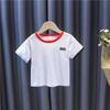 Летний костюм с короткими рукавами для девочек, корейская повседневная футболка, джинсовая юбка, короткие штаны, однотонный тонкий летний комплект из двух предметов