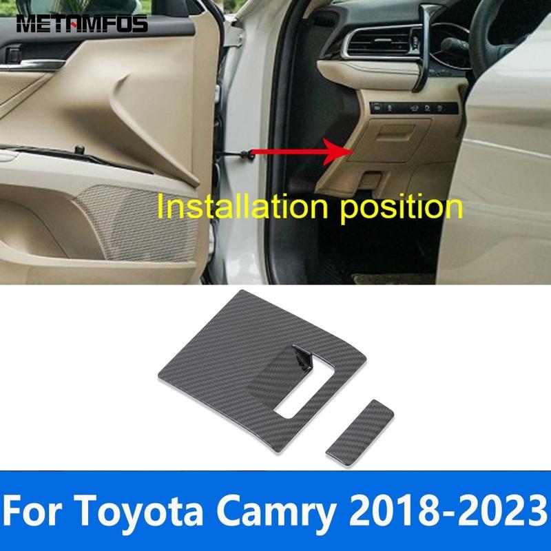 For Toyota Camry 2018 Carbon Fiber Storage Glove Box Door Handle Bowl Cover Trim Interior Accessories