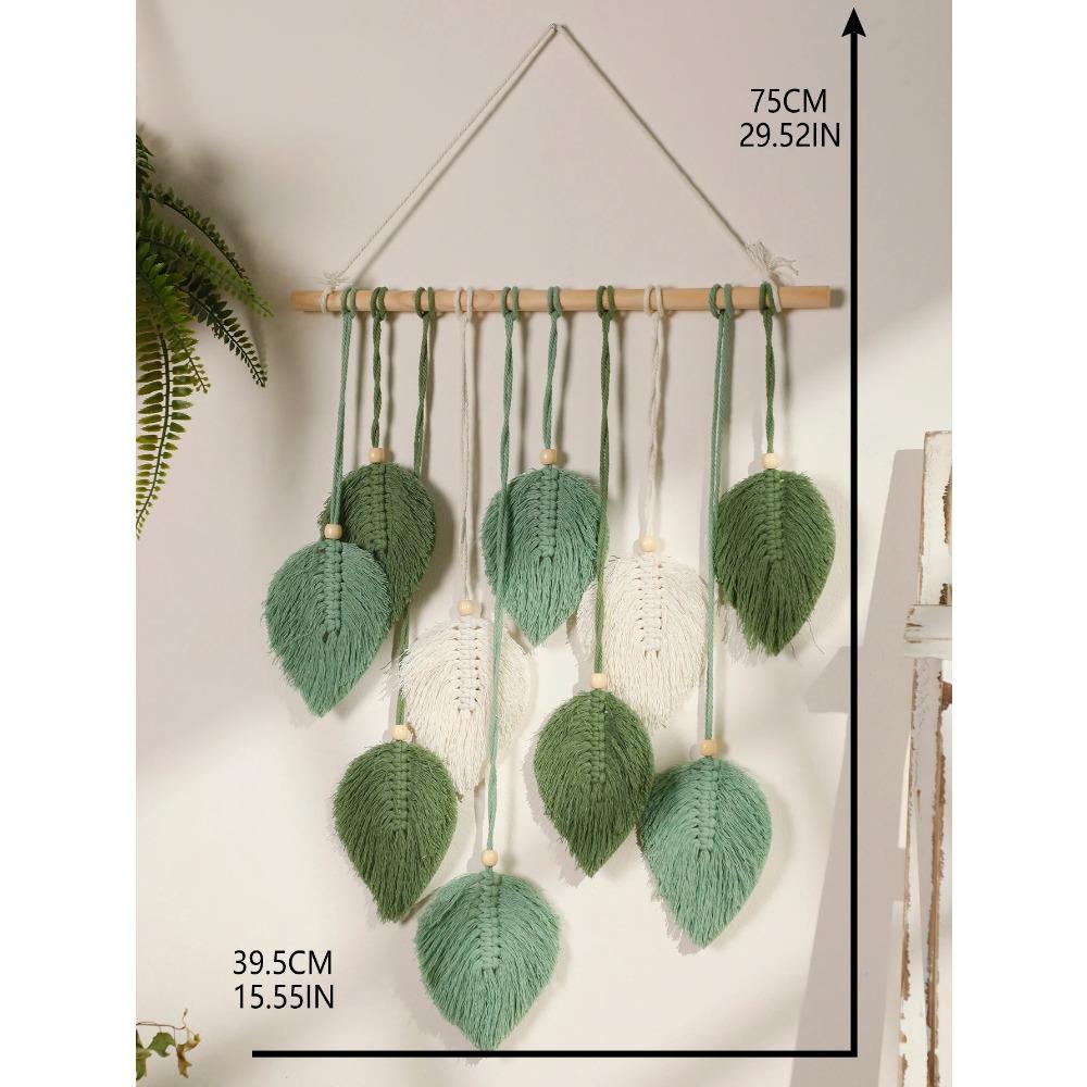 Leaf Macrame Tapestry Brown Green Wall Tapestry Boho Home Decoration Macrame Wall Hanging Home Living Room Decors Aesthetic Gift