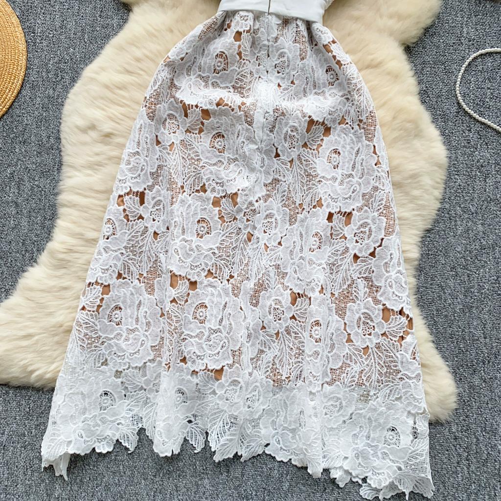 Летние женские элегантные платья на тонких бретельках из водорастворимого кружева с вышивкой крючком и цветами для праздников
