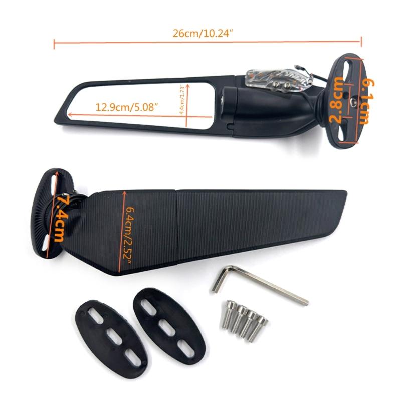 Motorcycle Modified LED l Rearview Glass Sport Motorcycle Left Right Side Wing Glass with LED Lights Replacement