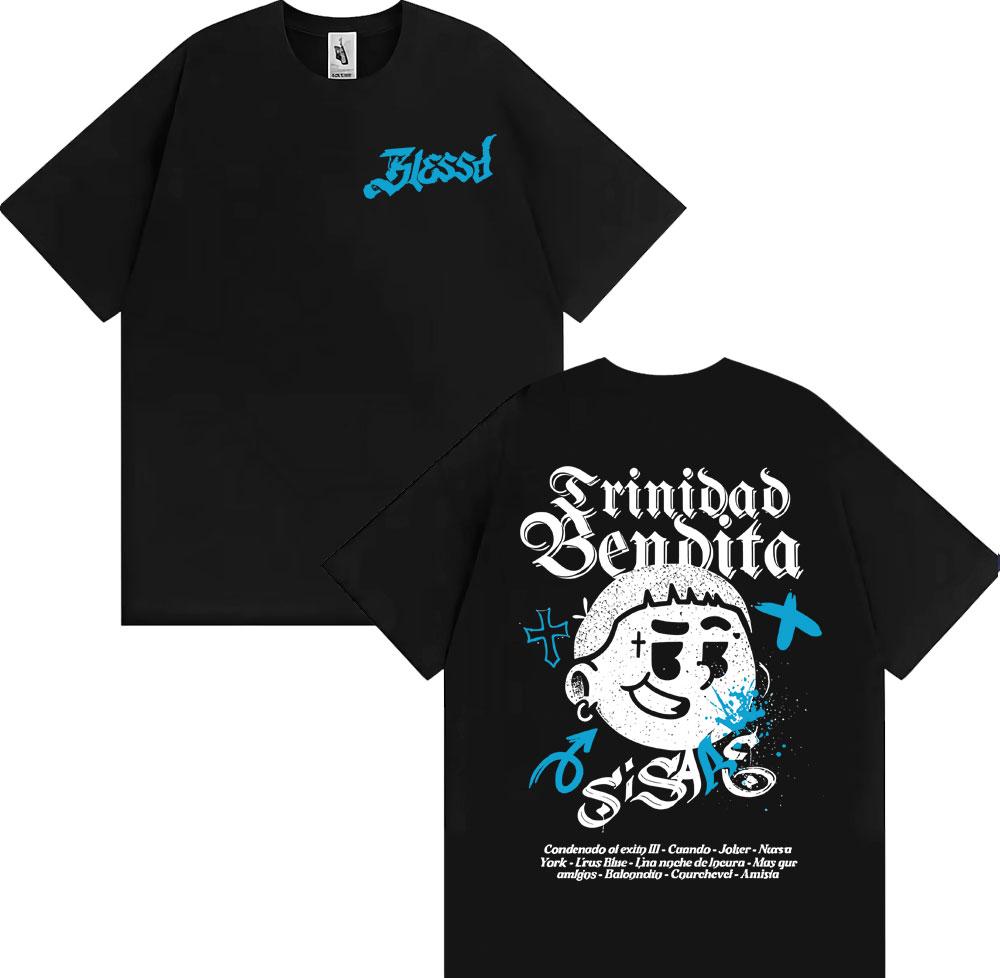 Rapper Blessd Si Sabe Album 2025 Tour T Shirt Men Women Fashion Casual 100 Cotton Tshirts Hip Hop Vintage Short Sleeve Tshirt