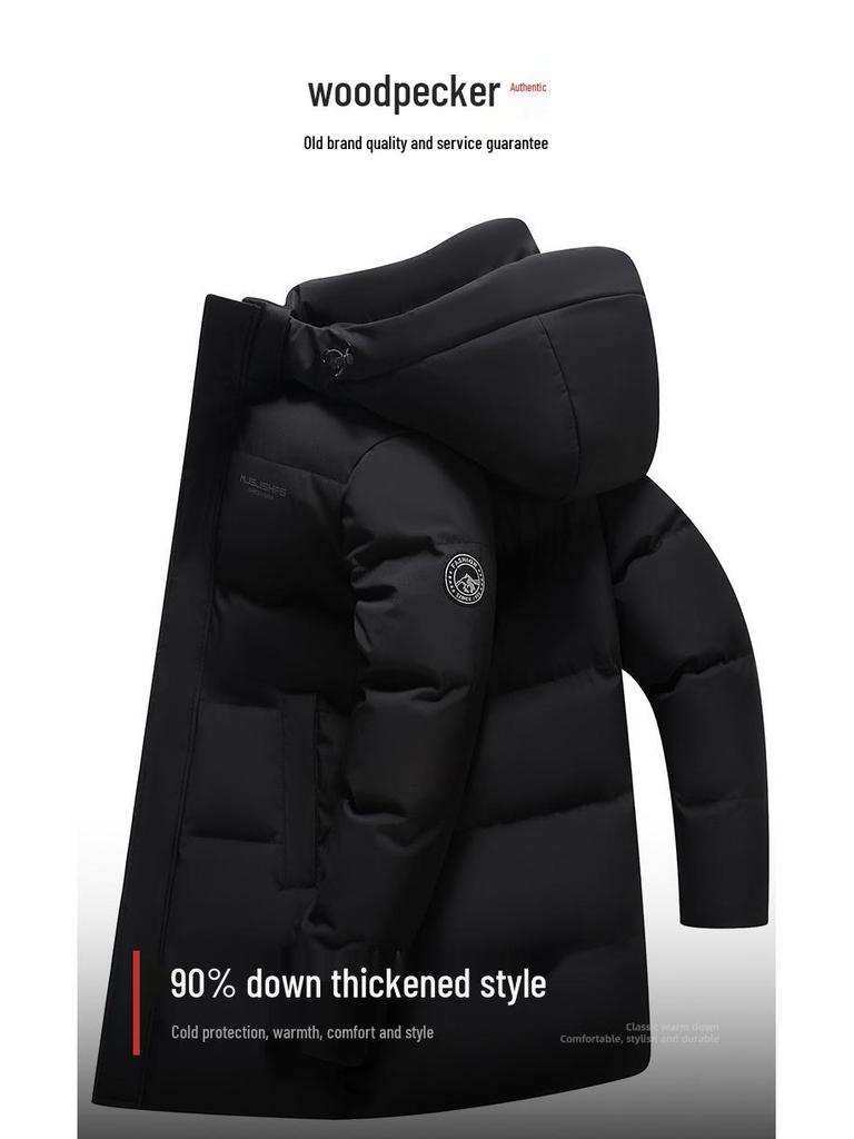 Мужская зимняя пуховая куртка Woodpecker средней длины - Утепленная, теплая верхняя одежда для людей среднего и пожилого возраста