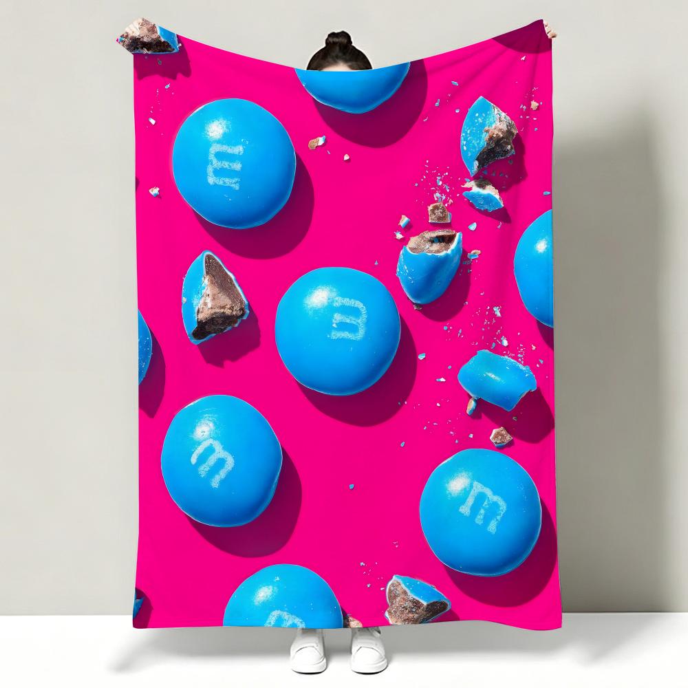 Brand M-MM s Chocolate Candies Throw Soft Warm Flannel Throw Blanket, Multi-use for Sofa Bed Office Nap