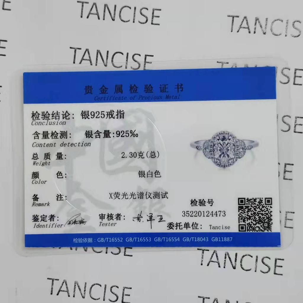 Tancise Women Classic 925 Sterling Silver  Zircon Ring Ladies Jewelry Wedding Promise Party Gift