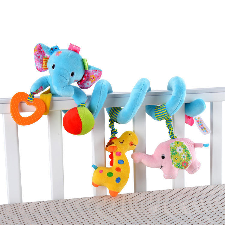 Baby Teether Plush Crib Mobile Stroller Hanging Toy Infant Educational Soothing Rattle Soft Grasping Puppet