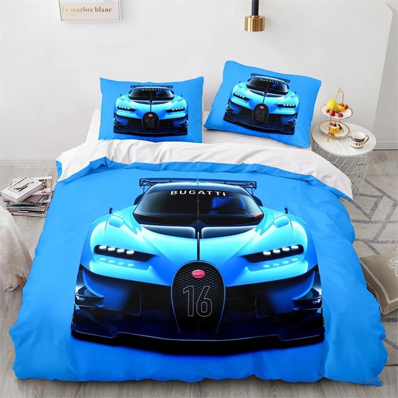 Sports Car King Queen Duvet Cover Cool Colorful Supercar Pattern Bedding Collection For Men Adult Race Car 23Pcs Polyester Quilt Cover