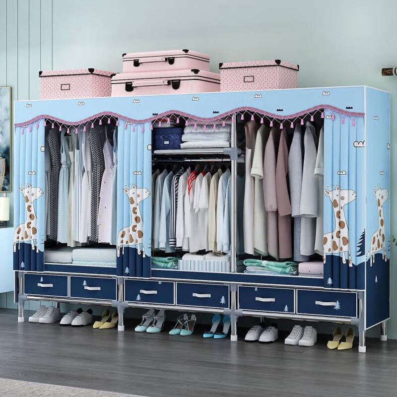 Thickened Fabric Wardrobe with Drawers