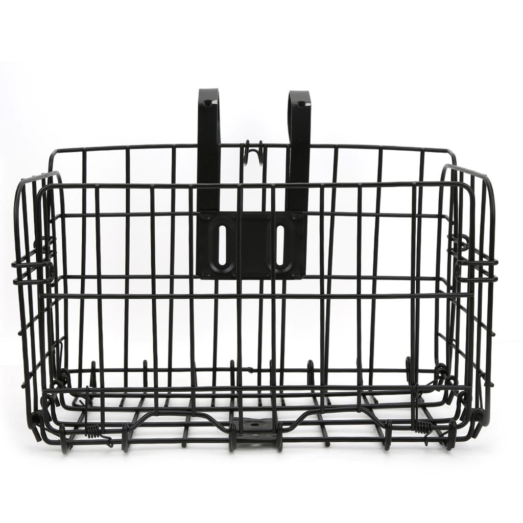 Прочная черная горная велосипедная складная передняя корзина Складная задняя подвесная проволочная сумка Велосипедный аксессуар Черный Утолщенный