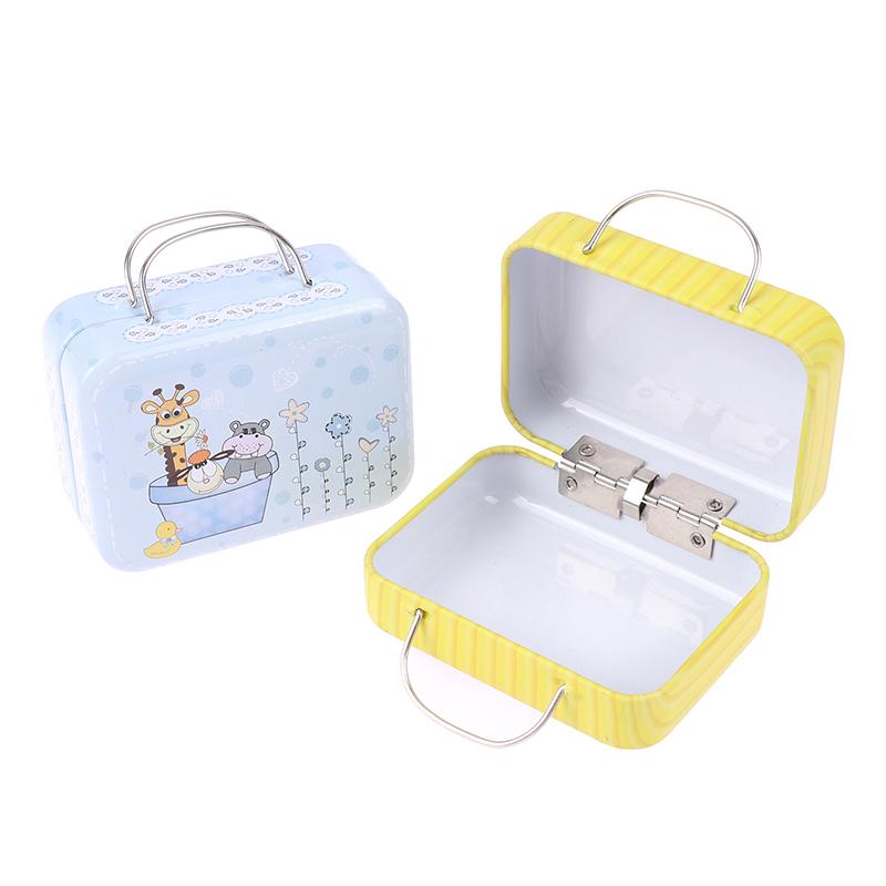 Vintage Mini Suitcase With Handle Candy Tinplate Storage Box For Wedding Gift