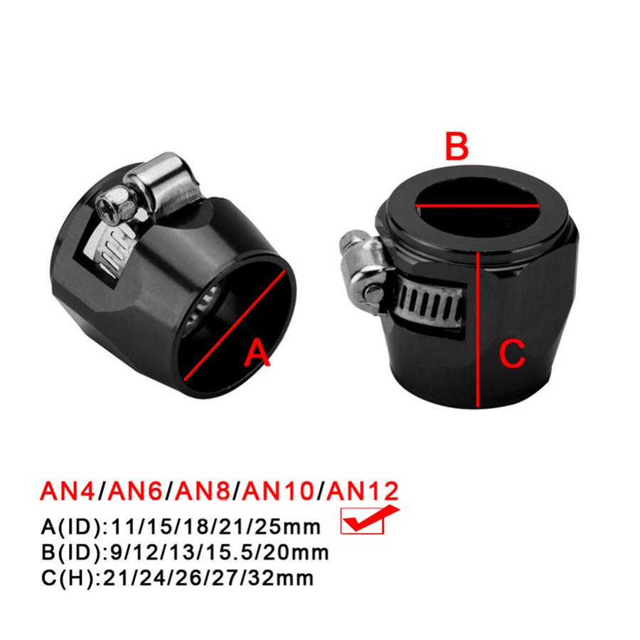 4PCS AN12 Black Car Hose Finisher Clamp Hose End Cover Fitting Adapter Connector