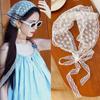 New Spring White Woven Floral Lace Hair Scarf for Women French Retro Triangle HeadScarf Pastoral Headdress