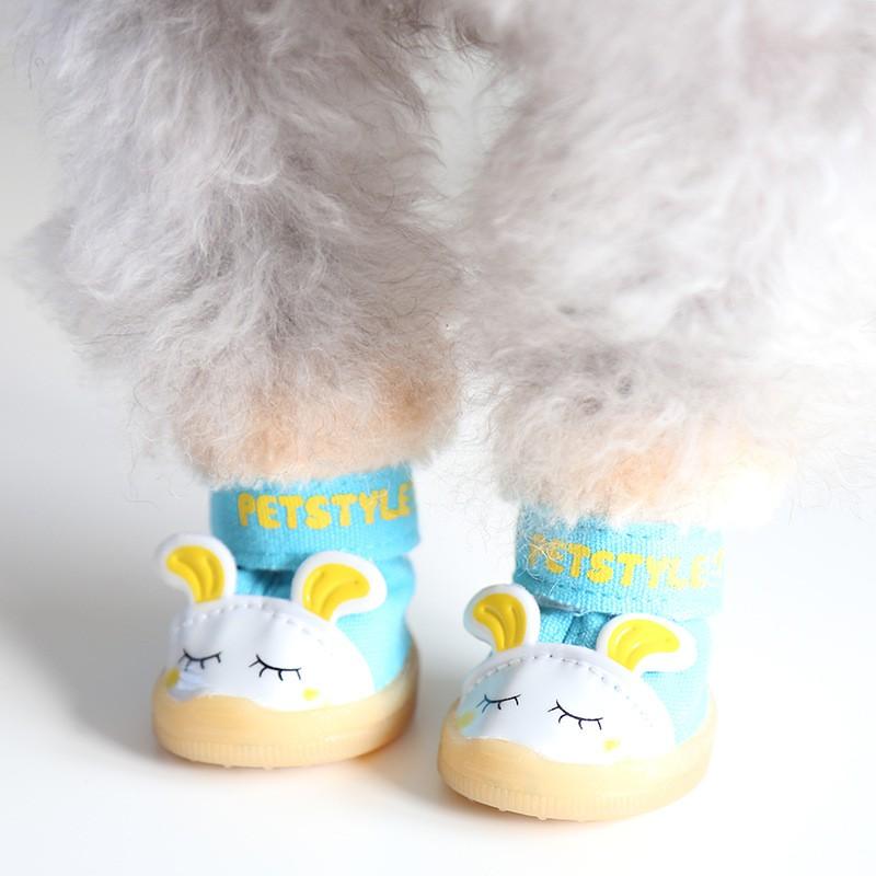 Petstyle Warm Bunny Dog Shoes Winter Anti-slip Small Dogs Teddy Pomeranian