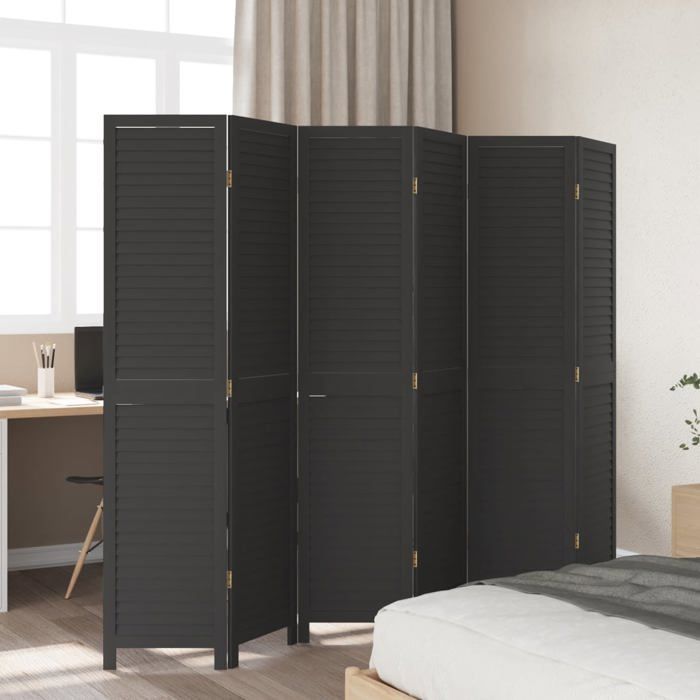 VidaXL Room Divider 6 Panels, Room Separator, Privacy Screen, Living Room Bedroom Screen, Black Wood 358858