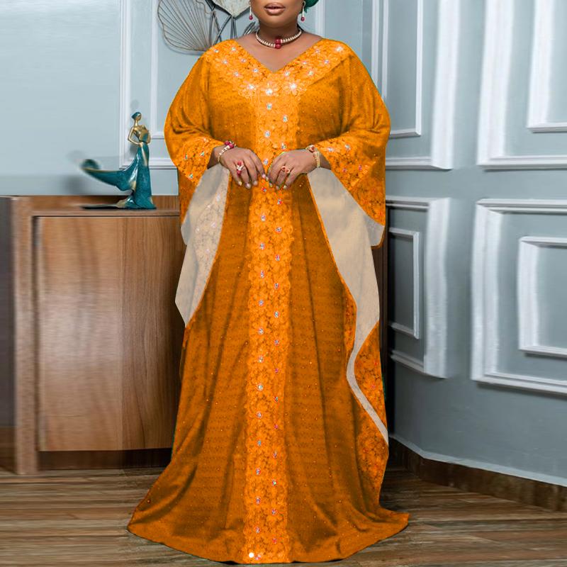 Женское платье больших размеров с круглым вырезом и длинными рукавами с принтом