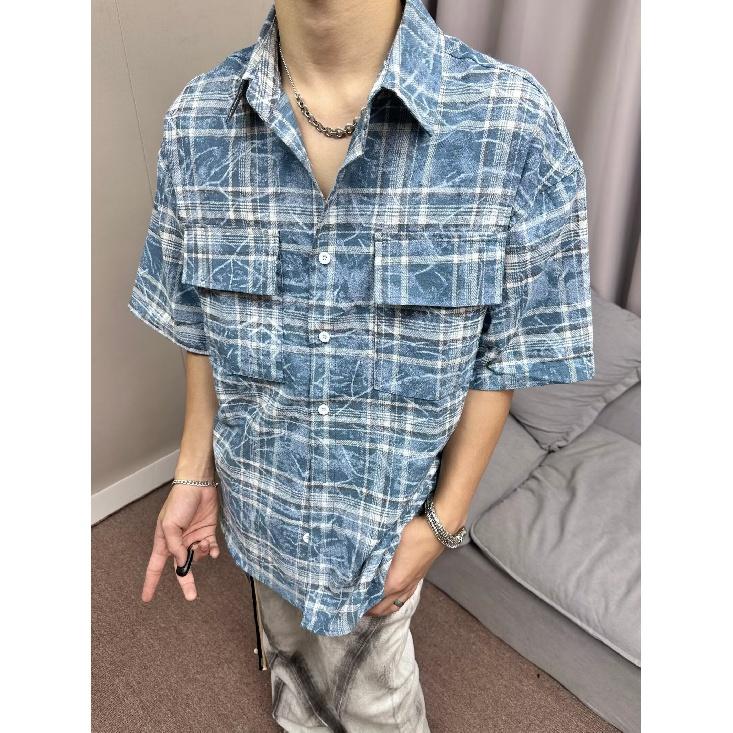 Летняя новая повседневная рубашка с рукавами пять четвертей, свободная рубашка большого размера с короткими рукавами для мужчин и женщин