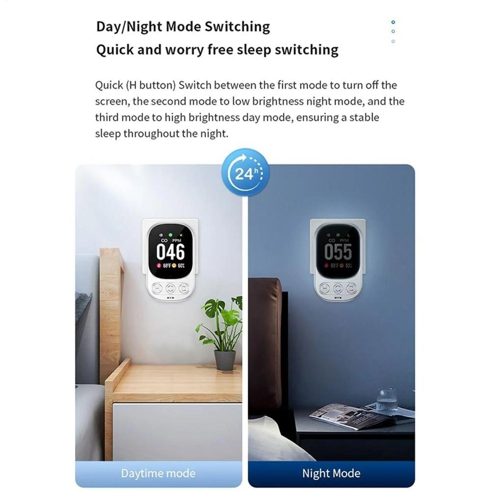 Real Time Monitoring CO Monoxide Alarm Large Screen Temperature Humidity Detector Travel