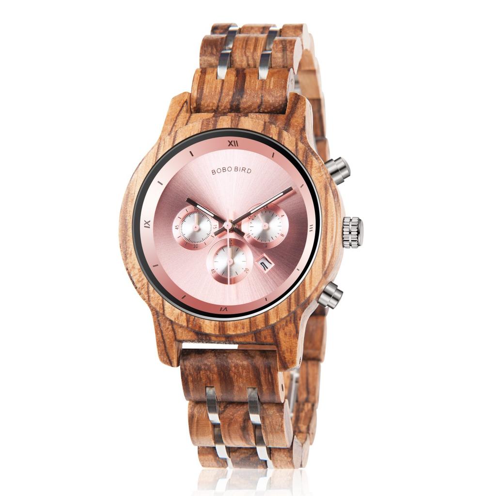 BOBO BIRD Wooden Watch Wood Lightweight Watch Quartz Analog Display Date Wood Watch Quartz Fashion Watch Wooden Watch Women's (P18-3)