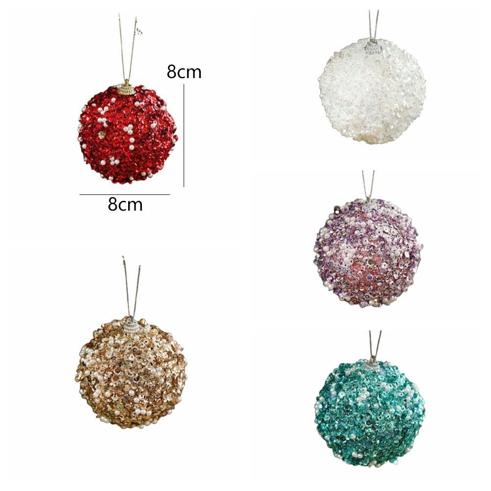 Colorful Foam Sequin Christmas Balls Pendant Shatterproof Christmas Tree Ornaments New Year Gifts