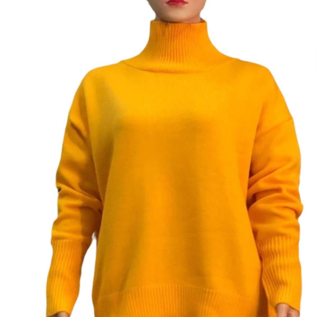 2025 Новый Стиль, Свитер, Свободный Крой, Полувысокая Горловина, Осень и Зима, Однотонный Свитер, Свободный Дизайн, Зимний Внутренний Свитер, Толстый Дизайн