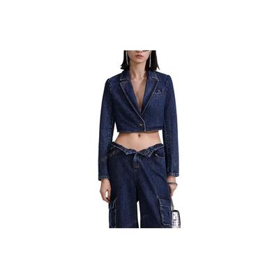 Solid Color Suit Jacket With Long Sleeves Women Jackets Blue SWF343T00600