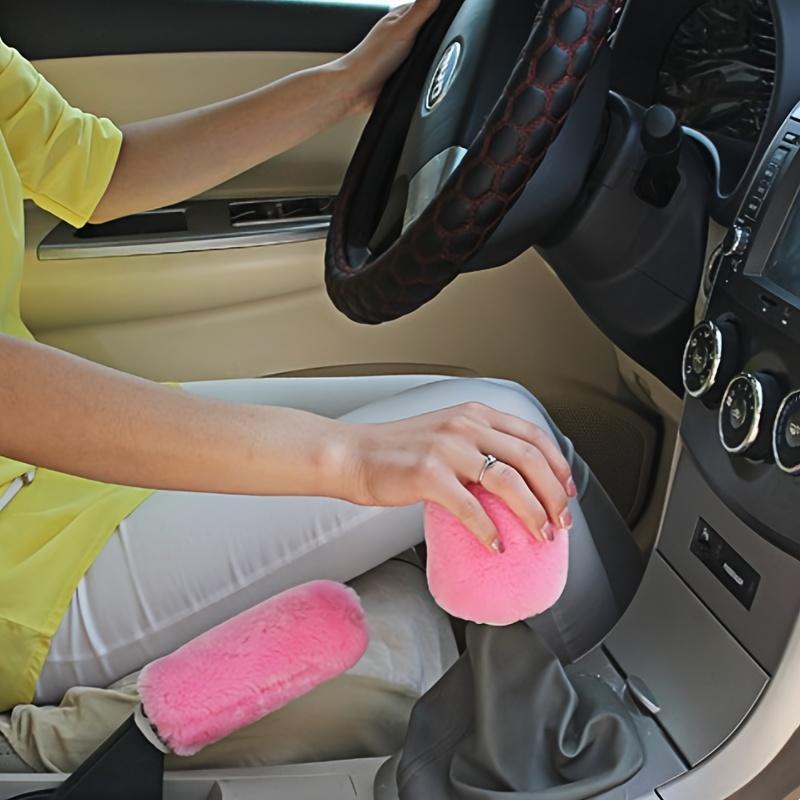 2pcs Car Handbrake Cover & Gear Lever Cover - Plush Winter Insulation, Car Interior Decoration - for Winter Use - Suitable for Car Owners