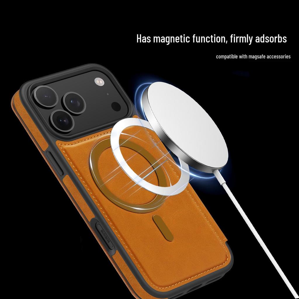 Магнитный чехол-книжка из кожи для Apple iPhone Pro Max (17/16/15/14) - Полное покрытие и защита от кражи