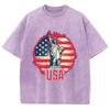 США Американская футболка женская свободная стирка оверсайз короткий рукав модный простой топ