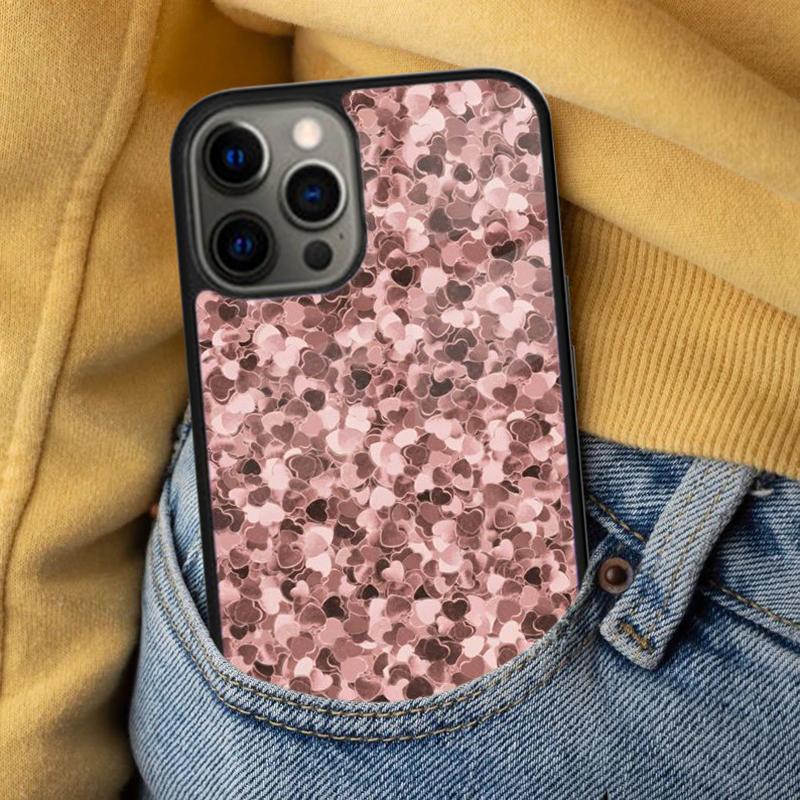Золотой Розовый Сердце Любви Мягкий Чехол для Телефона для iPhone 17 Air 16e Pro max 15 Pro 13 14 Plus 11 12 MagSafe Магнитный Coque