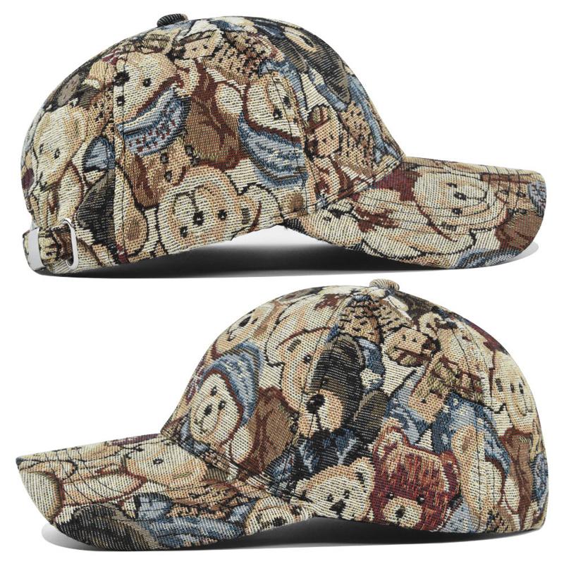 Cute Bear Baseball Cap Sun Hat Dog Print Men's Women's Youth Cotton Button Hat Hip Hop Vintage Hat