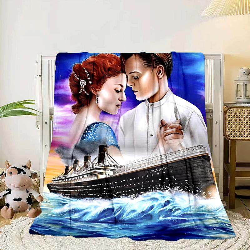 Love On The Tita-nic Blanket Flannel Blanket for bed, sofa, Camping, Hiking, Picnic Essentials, gift for family Fan gifts