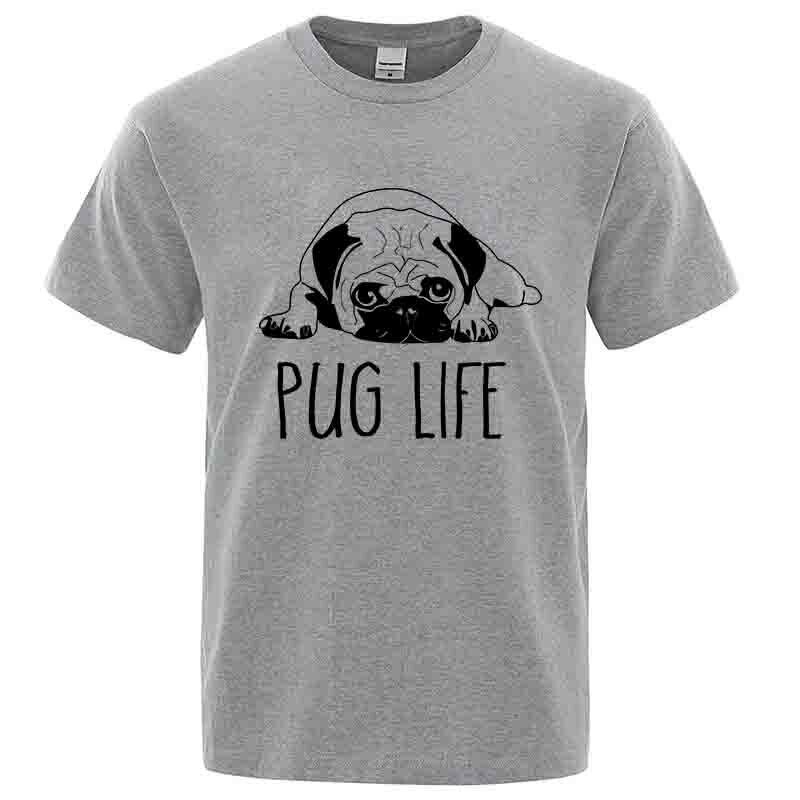 Mens High Quality Tshirt 100 Cotton Funny Pug Printed Loose Male Crewneck T Shirt Short Sleeve oneck Men tshirt Tops Tees