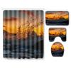 Scenic Shower Curtain Floor Mat Combination Four-Piece Set Bathroom Toilet Carpet Shower Room Mat Doormat